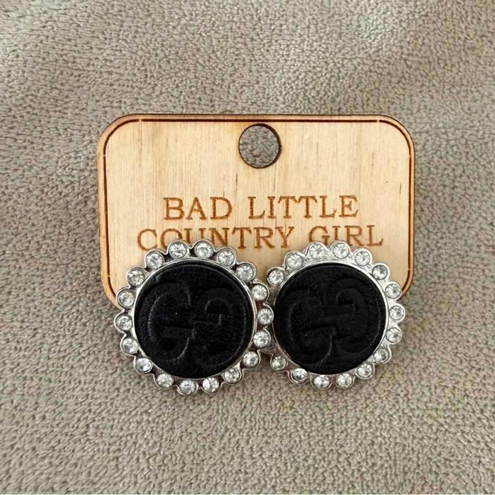 Cute Black and Rhinestone Earrings